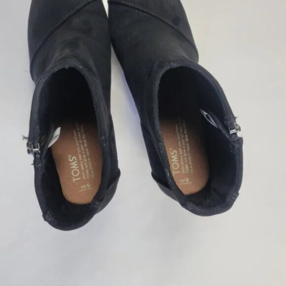 Toms Avery Black Suede Wedge Ankle Boots - Stylish Comfort Booties for Women - Picture 4 of 10